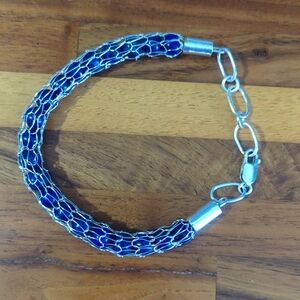 Viking knit 925 sterling silver with lapis lazuli gemstones adjustable b…